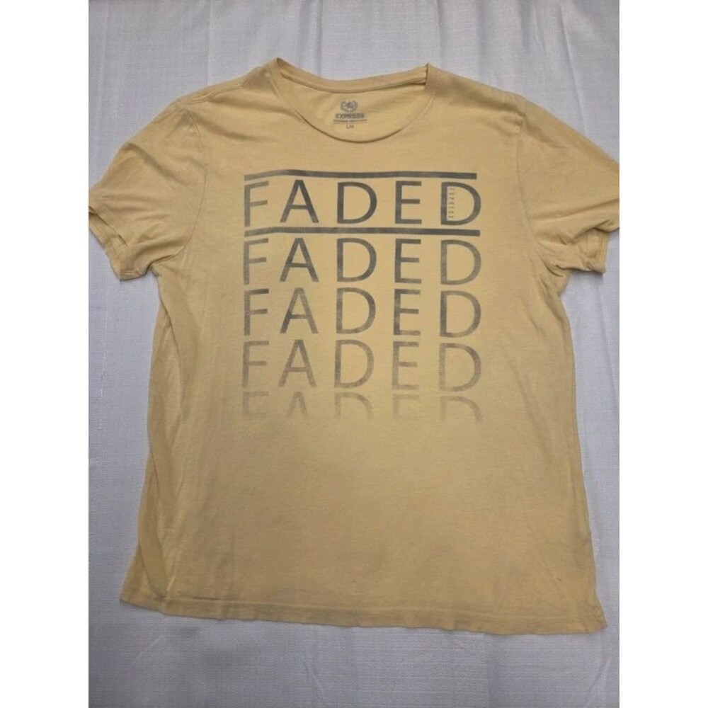 Men's Express Tan "FADED" Graphic T-Shirt - Size Large
